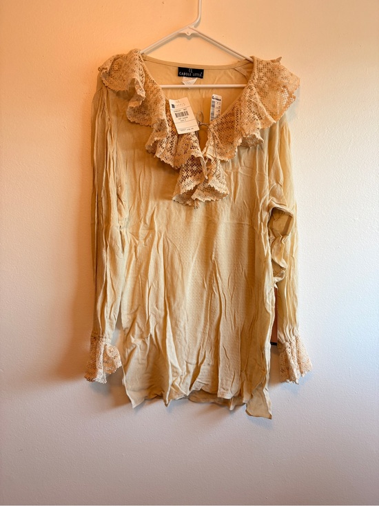 Carole Little Tops - Carole Little Cream Crochet-Trim Blouse